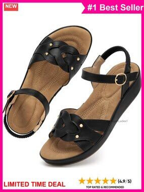 Wedge Sandals Woven Adjustable Ankle Strap Open Toe Platform Casual Summer